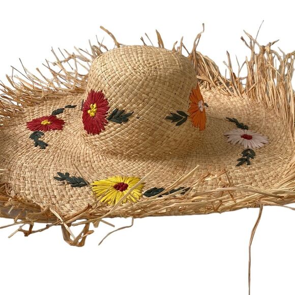 Hat Attack Charlotte Embroidered Floral Sunhat UPF 50+ Fringe Adjustable main image 10